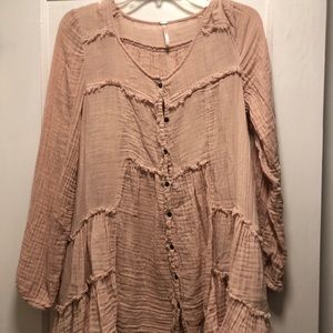 Pink Free People Boho Top M